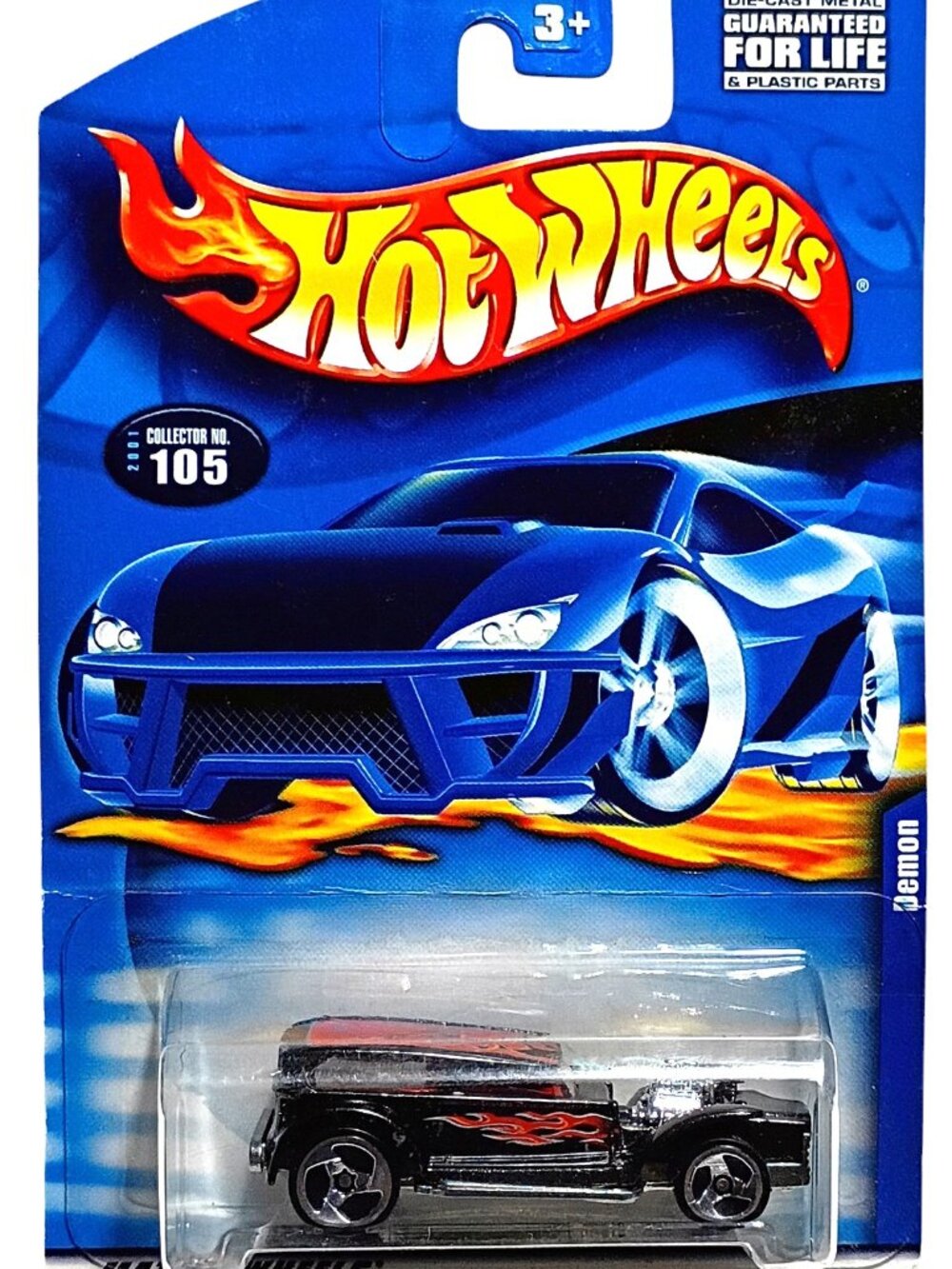 Hot Wheels Demon Rat Rod Die-Cast Toy Car Flames Black Red 1:64 Scale